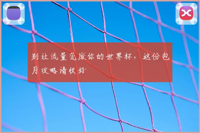 别让流量荒废你的世界杯,这份包月攻略请收好